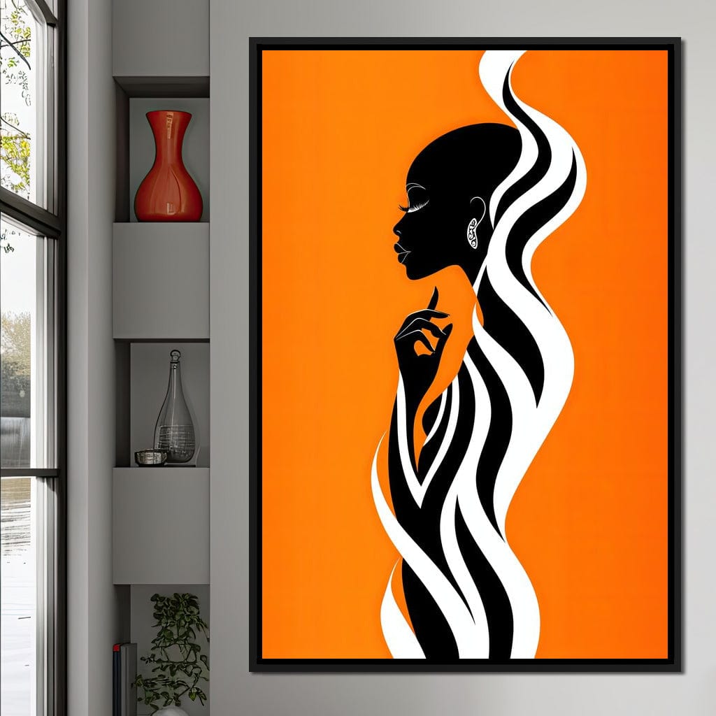 Ebony Flow on Tangerine Dreams Canvas Wall Art