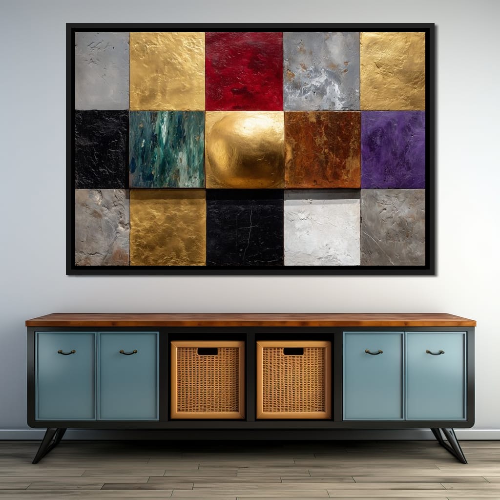 Gilded Mosaic Color Blocks Canvas Wall Art