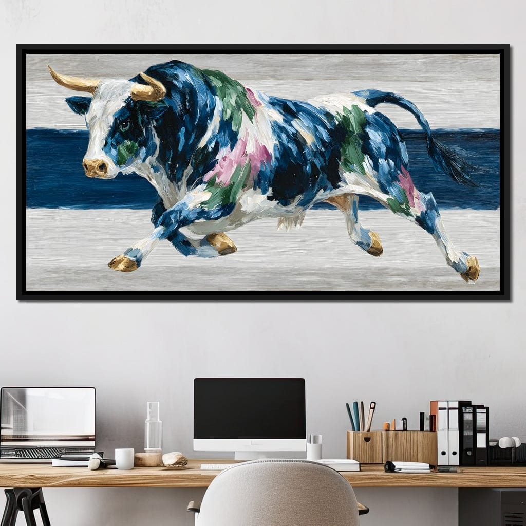Charging Bull Color Fusion Canvas Wall Art