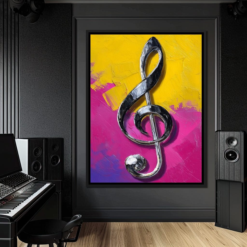 Electric Treble Clef Glow Canvas Wall Art