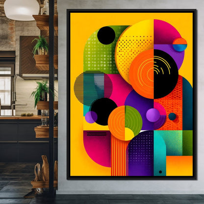 Vivid Geo Orbit Kaleidoscope Canvas Wall Art