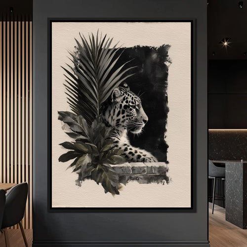 Feline Watch Over Stone Wall Canvas Wall Art