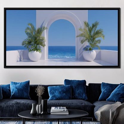 Sunlit Coastal Archway Escape Canvas Wall Art
