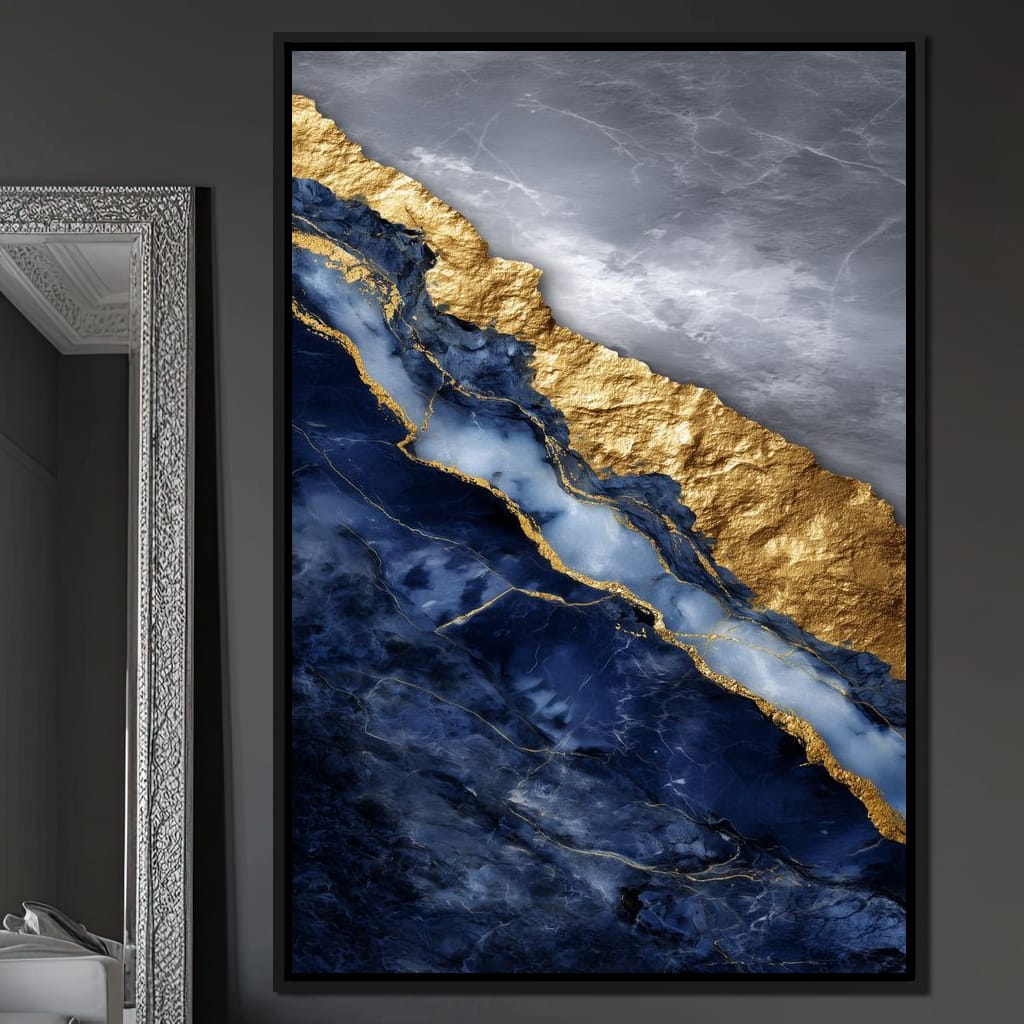 Gilded Midnight Marble Rift Canvas Wall Art