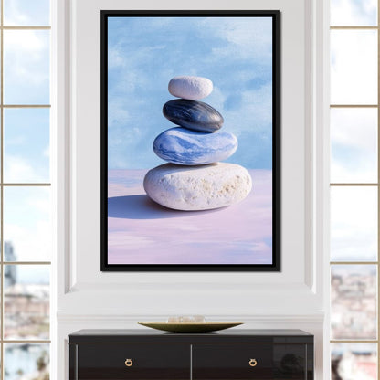 Coastal Stone Balance Zen Canvas Wall Art
