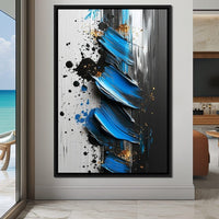 Sapphire Strokes Gold Specks Canvas Wall Art