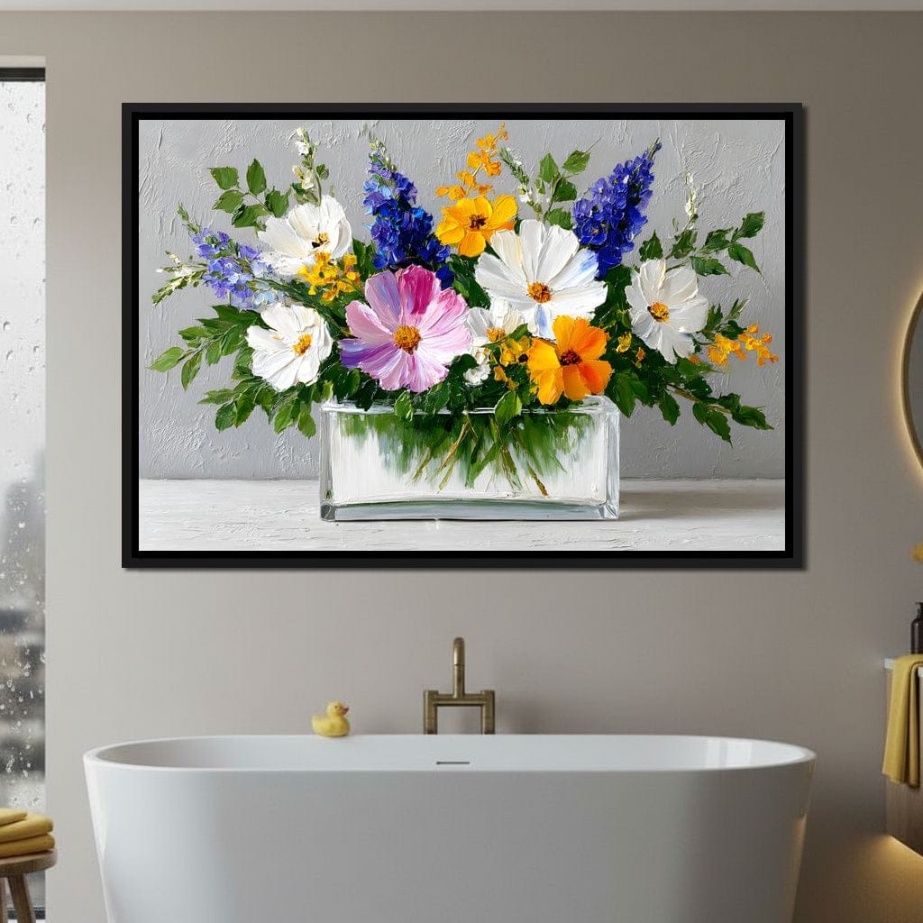 Sunlit Wildflower in Water Canvas Wall Art