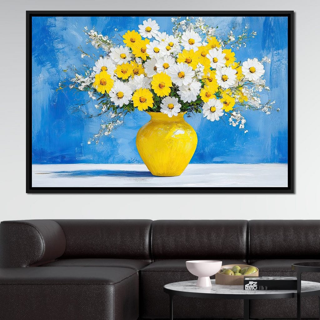 White & Yellow Flowers Canvas Wall Art