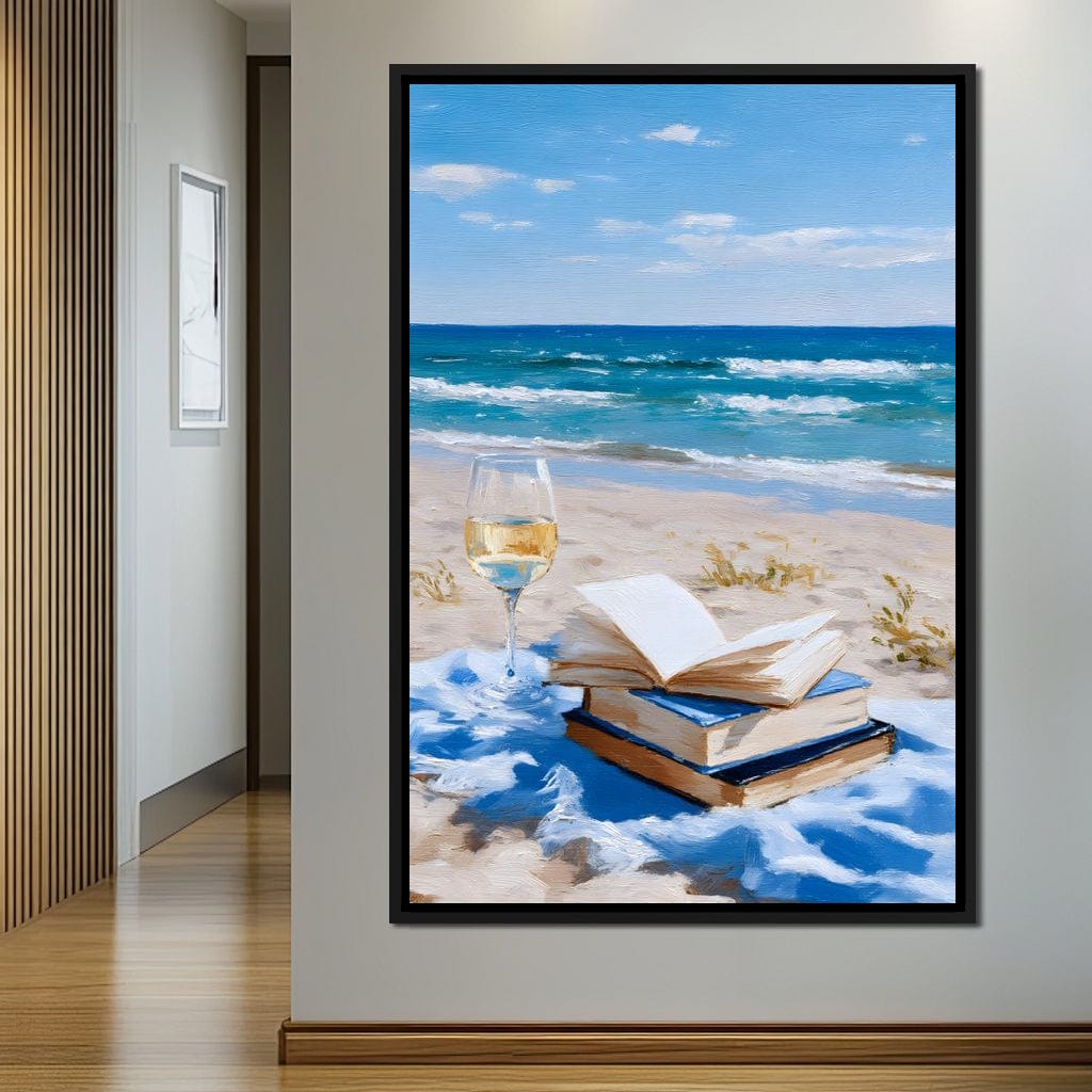 Seaside Pages and Golden Sip Canvas Wall Art