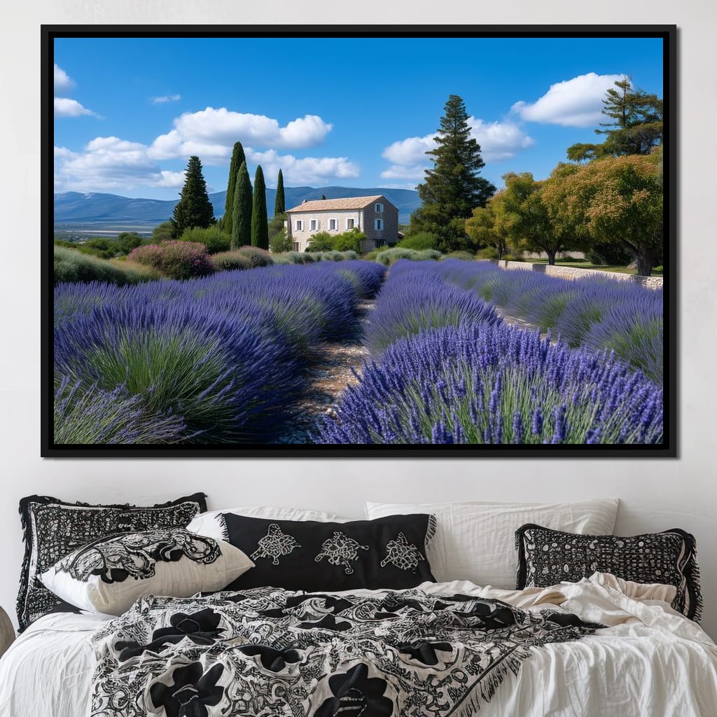 Provence Lavender Farmhouse Sky Canvas Wall Art