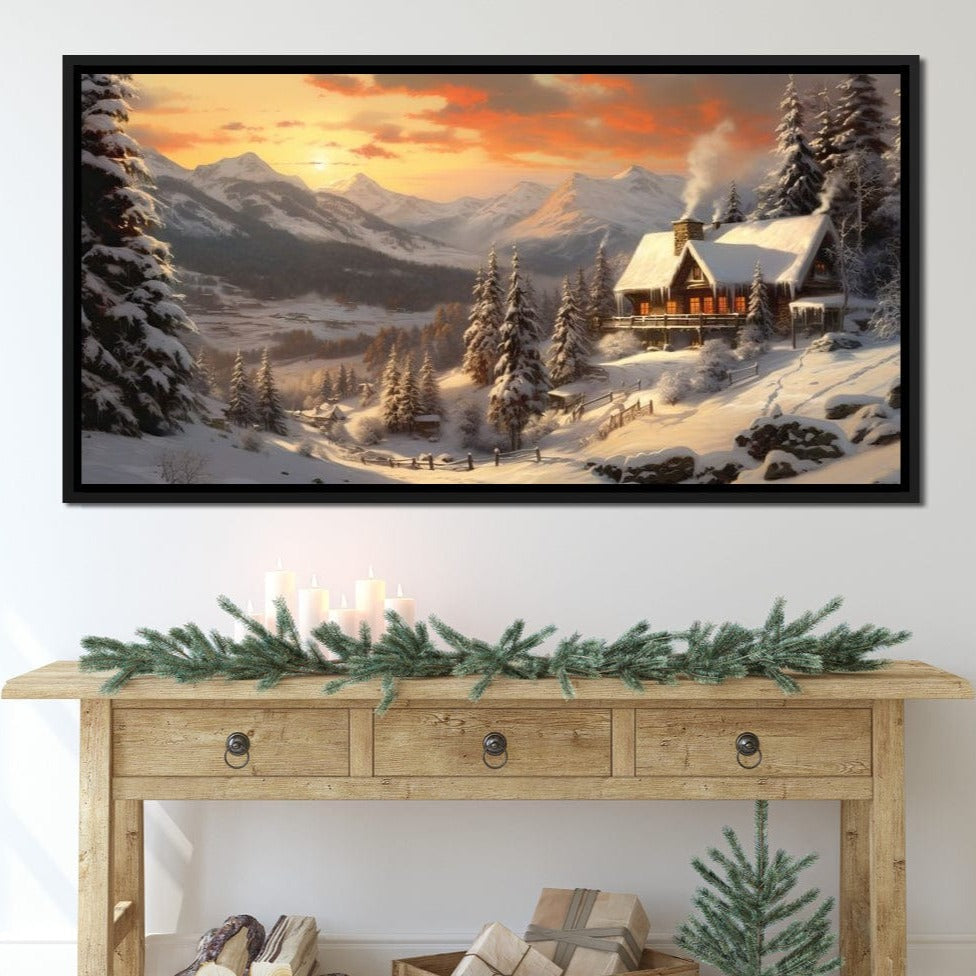 Christmas Cottage Canvas Wall Art