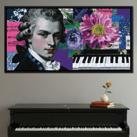Classical Piano Pink Flowers Canvas Wall Art