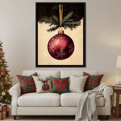 Golden Snowflake Ornament Cheer Canvas Wall Art