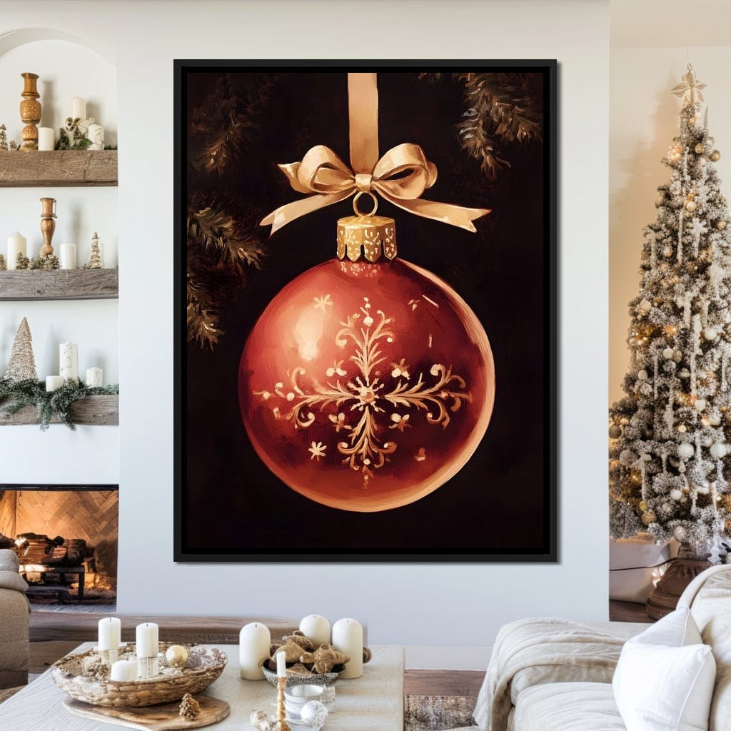 Classic Christmas Bauble Charm Canvas Wall Art