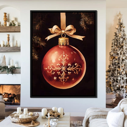 Classic Christmas Bauble Charm Canvas Wall Art