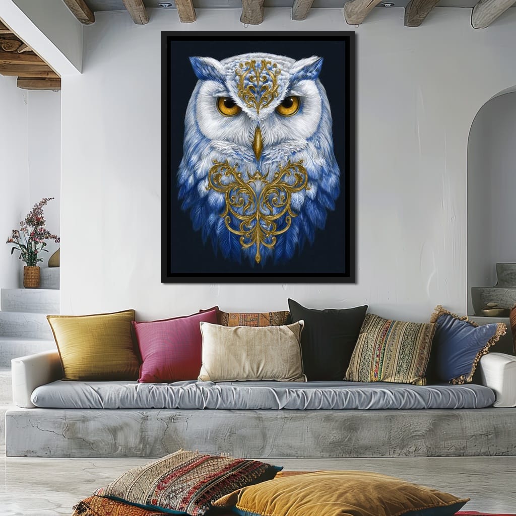 Gilded Owl Night Guardian Canvas Wall Art