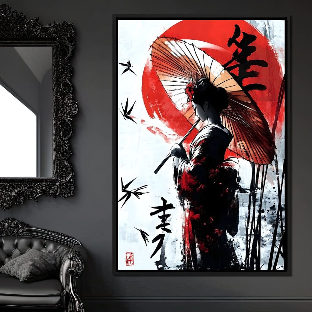 Geisha Elegance Sunlit Shadows Canvas Wall Art