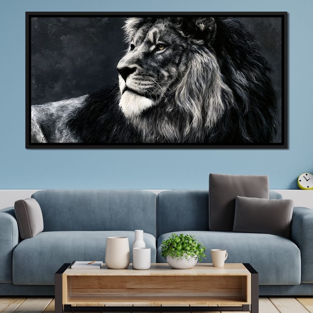 Somber Lion Canvas Wall Art
