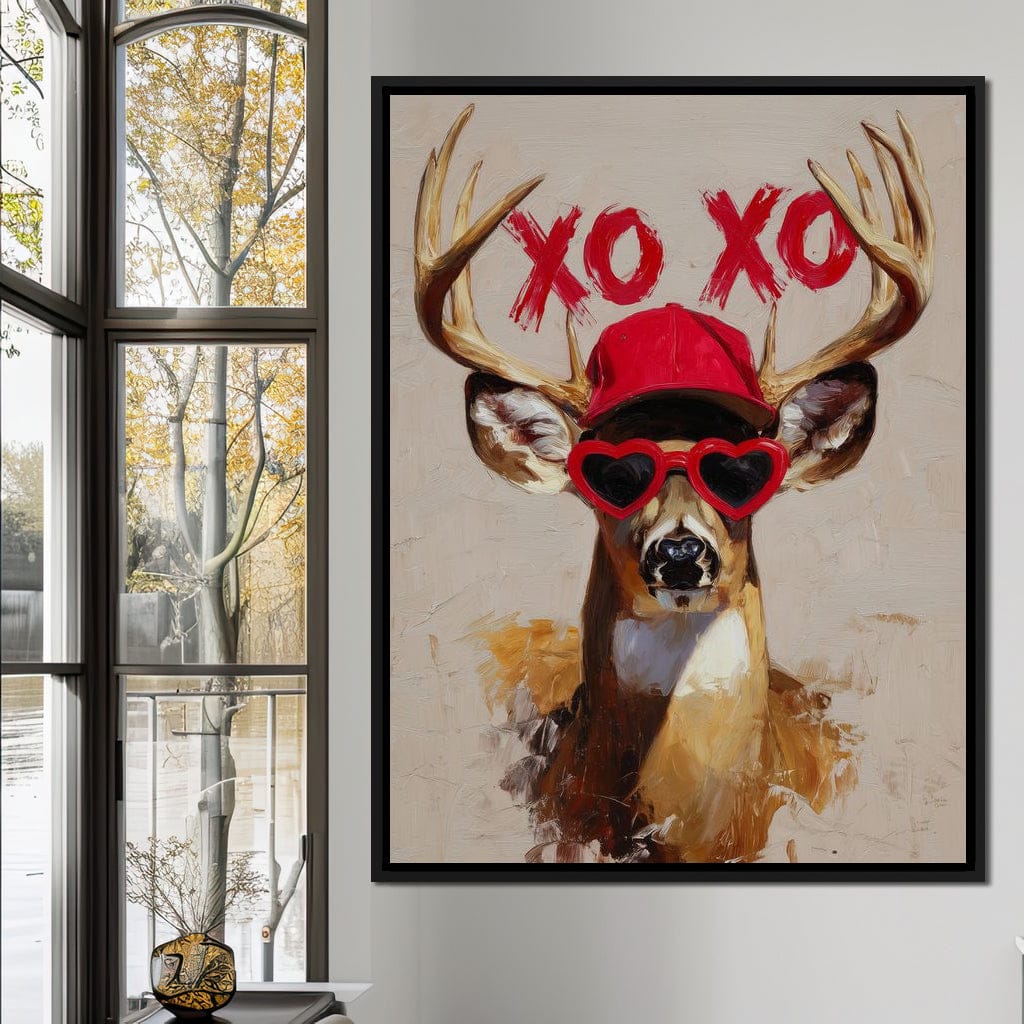 XOXO Deer Love Shades Portrait Canvas Wall Art