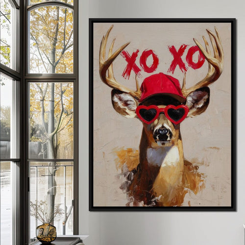 XOXO Deer Love Shades Portrait Canvas Wall Art