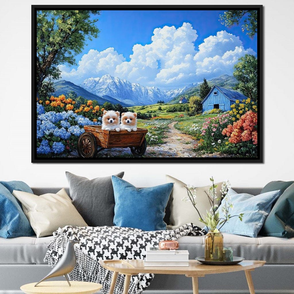 Pomeranian Wagon Canvas Wall Art