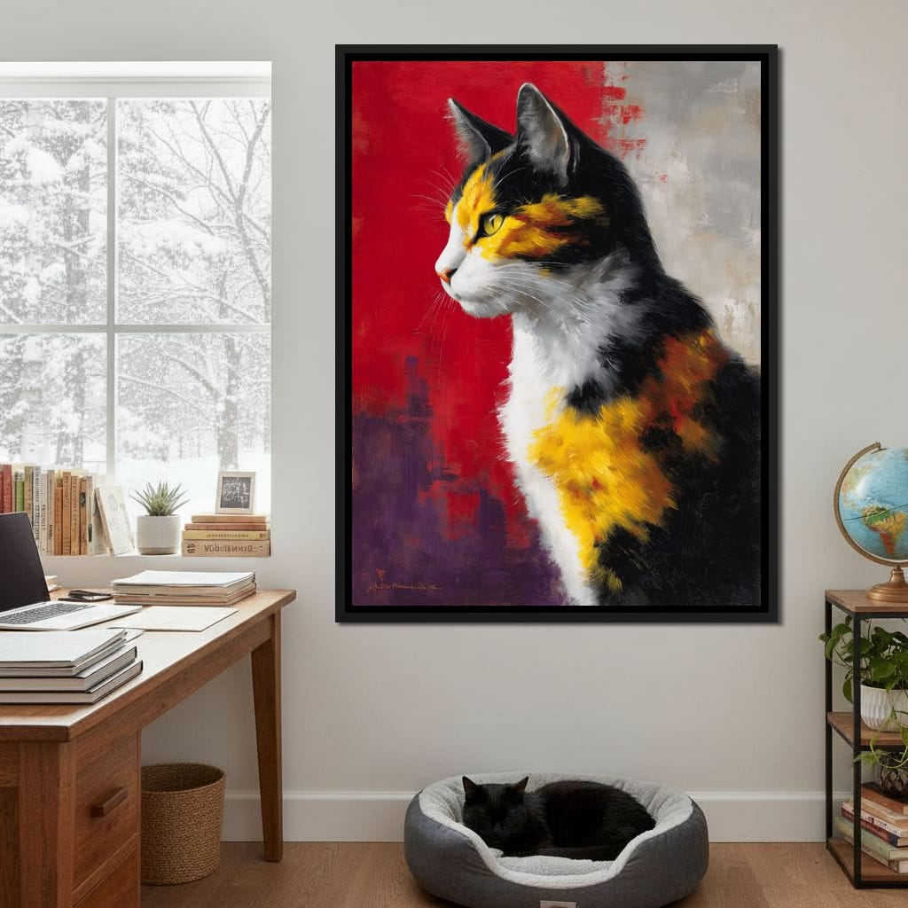Golden Calico Cat Profile Canvas Wall Art