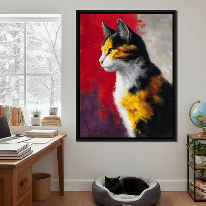 Golden Calico Cat Profile Canvas Wall Art