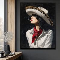Sombrero Smoke Noir Portrait Canvas Wall Art