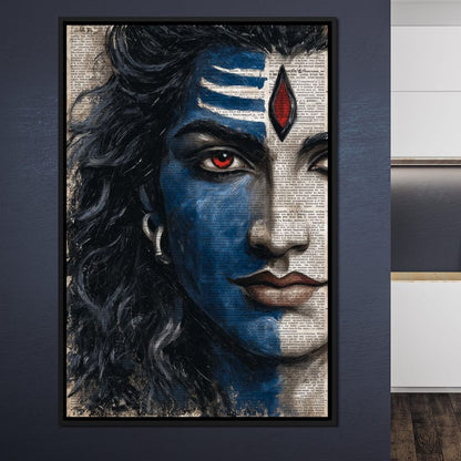 Shiva Gaze Ancient Script Face Canvas Wall Art