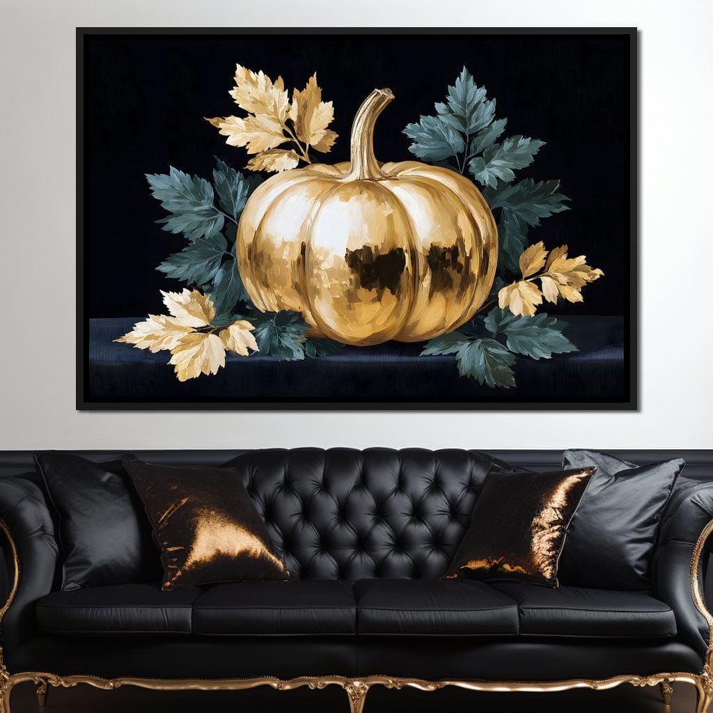 Golden Pumpkin Autumn Elegance Canvas Wall Art