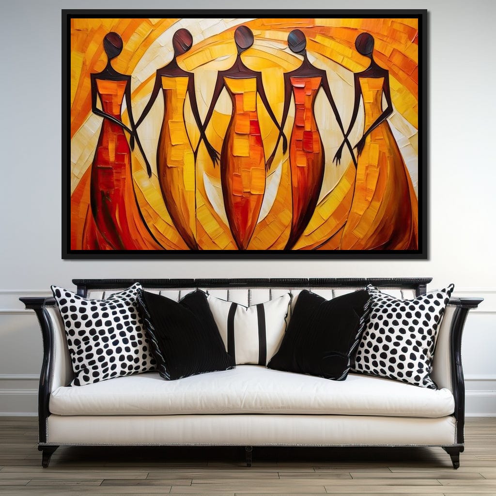 Women in Maroon Harmony Canvas Wall Art