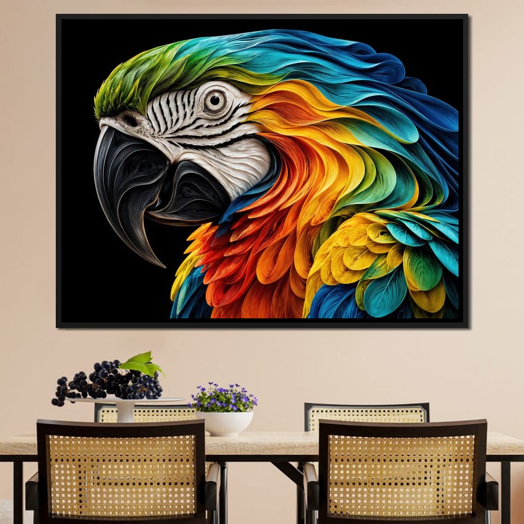 The Ribbon Feather Macaw Canvas Wall Art
