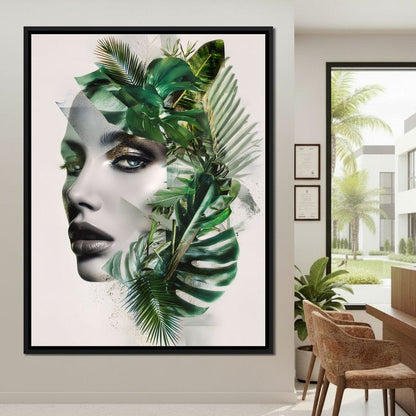 Botanical Muse Fusion Portrait Canvas Wall Art