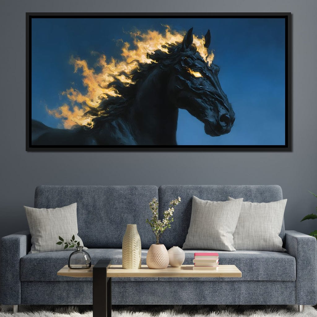 Fiery Night Stallion Spirit Canvas Wall Art