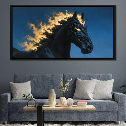 Fiery Night Stallion Spirit Canvas Wall Art