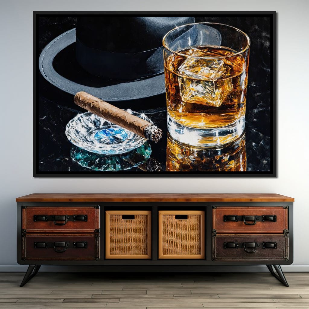 Whiskey Night Silhouette Canvas Wall Art