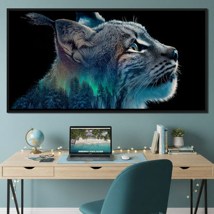 Aurora Lynx Spirit Portrait Canvas Wall Art