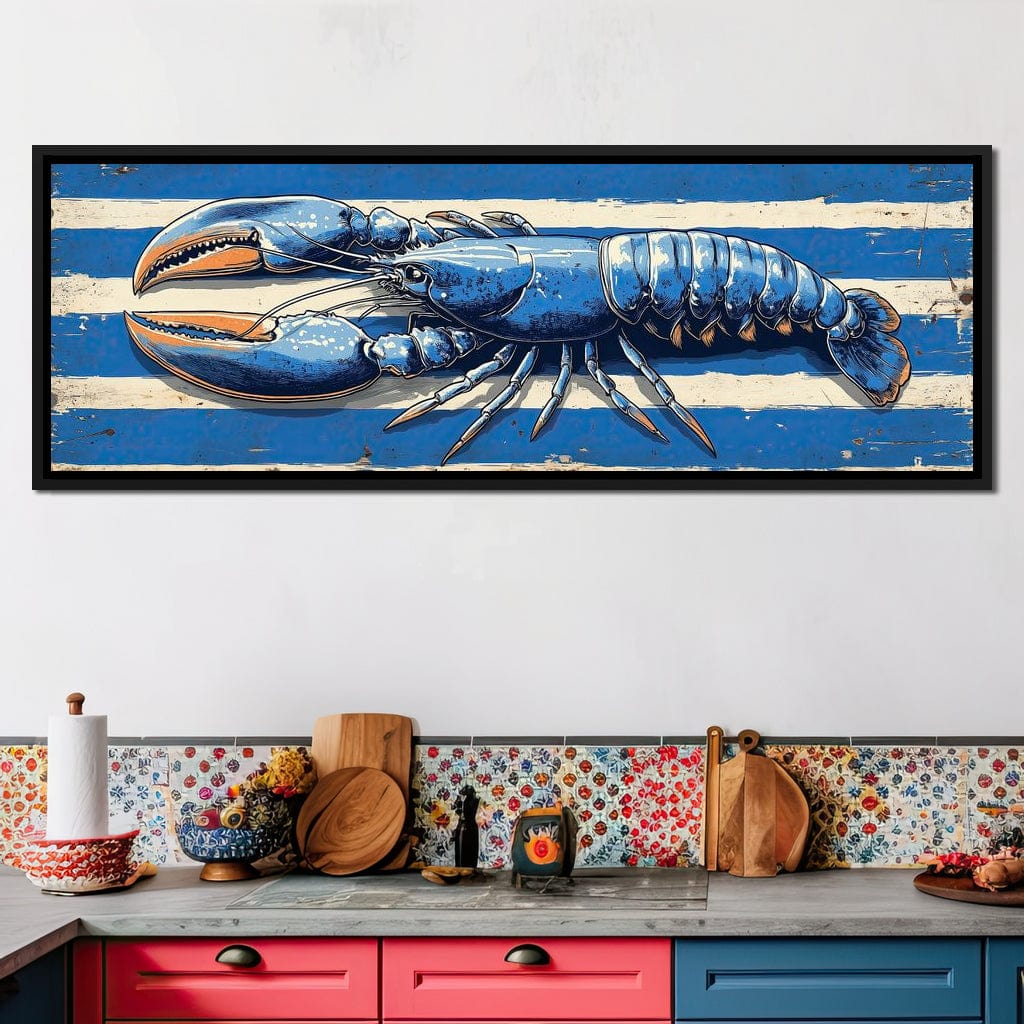 Nautical Blue Lobster Charm Canvas Wall Art