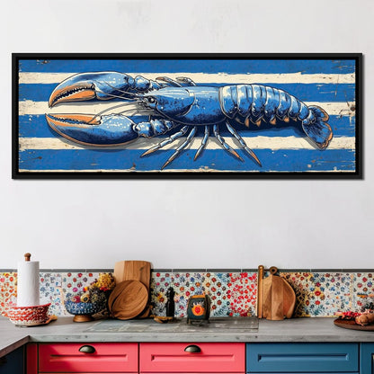 Nautical Blue Lobster Charm Canvas Wall Art