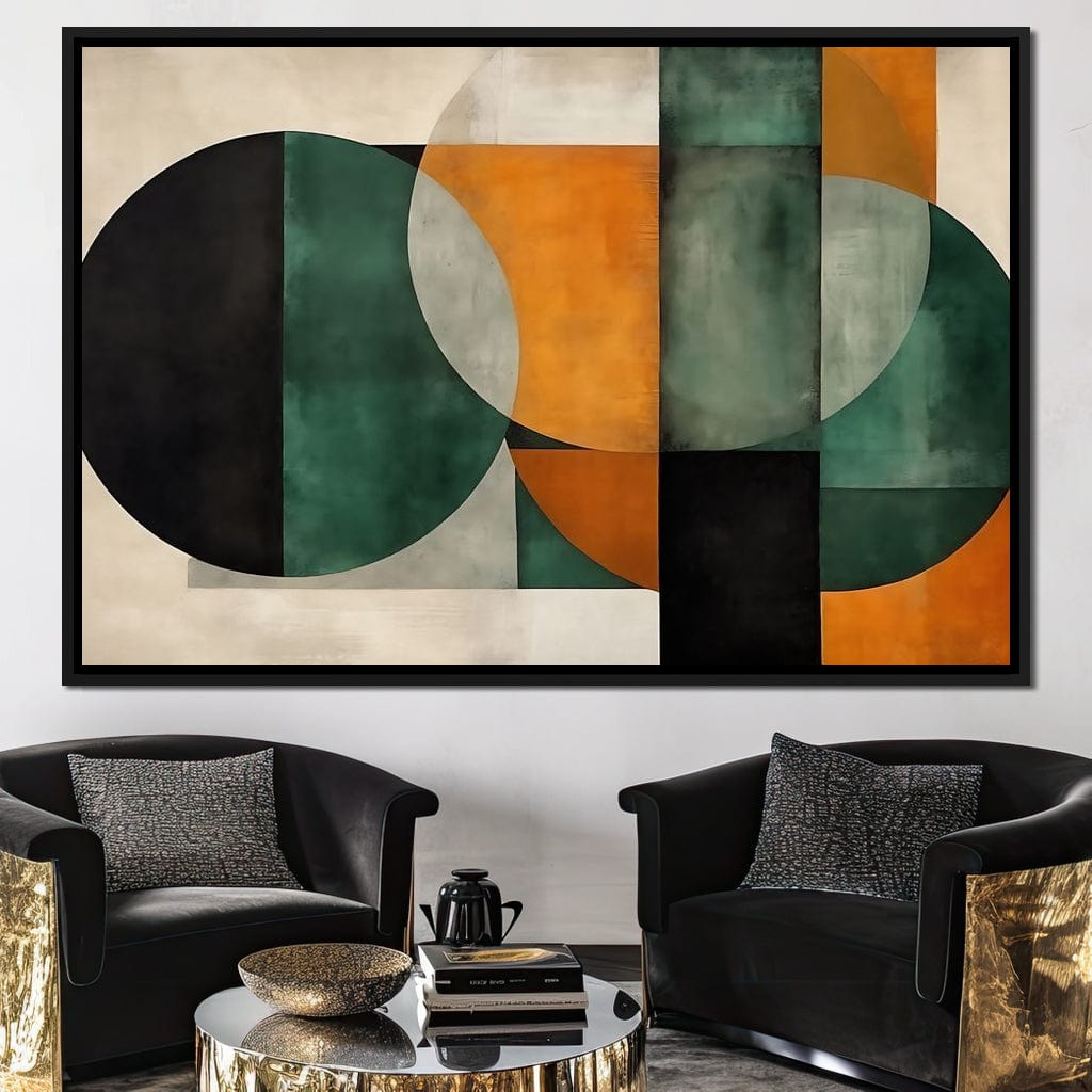 Geometric Ochre Jade Balance Canvas Wall Art