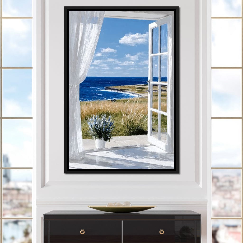 Ocean Breeze Through Open Window Canvas Wall Art