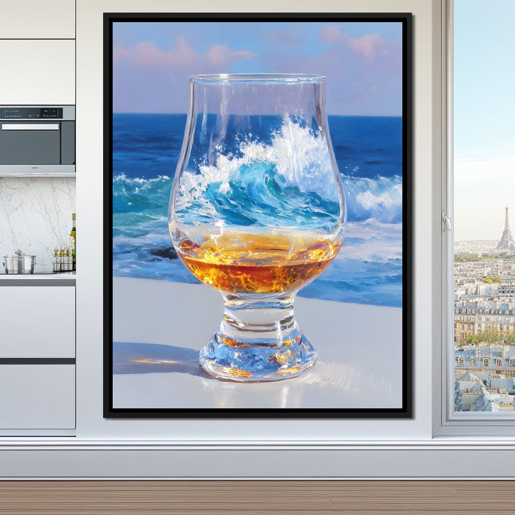 Ocean Wave Whisky Glass Stillness Canvas Wall Art
