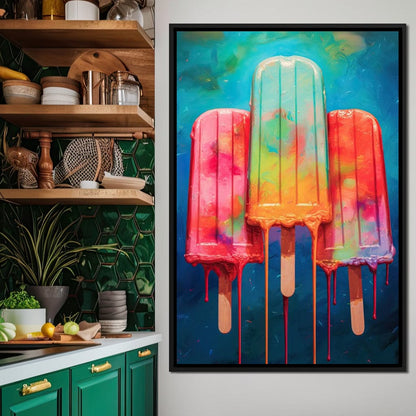 Rainbow Popsicles Glow Canvas Wall Art