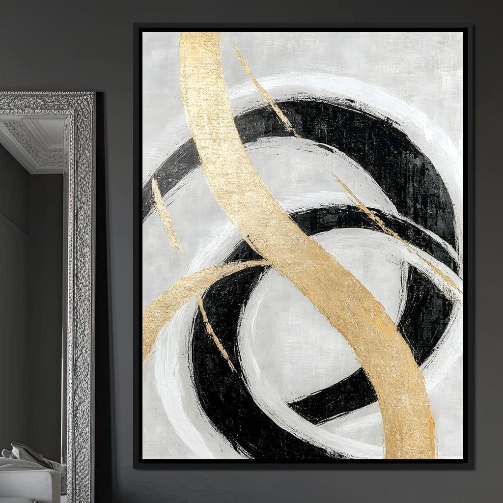 Golden Elegance Spirals Canvas Wall Art