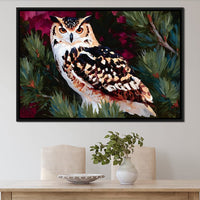 Autumn Pines Watchful Owl Canvas Wall Art