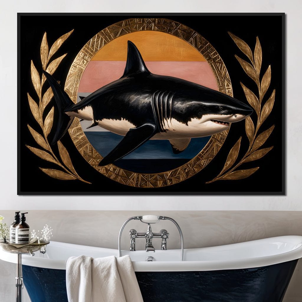 Gilded Shark Triumph Halo Canvas Wall Art