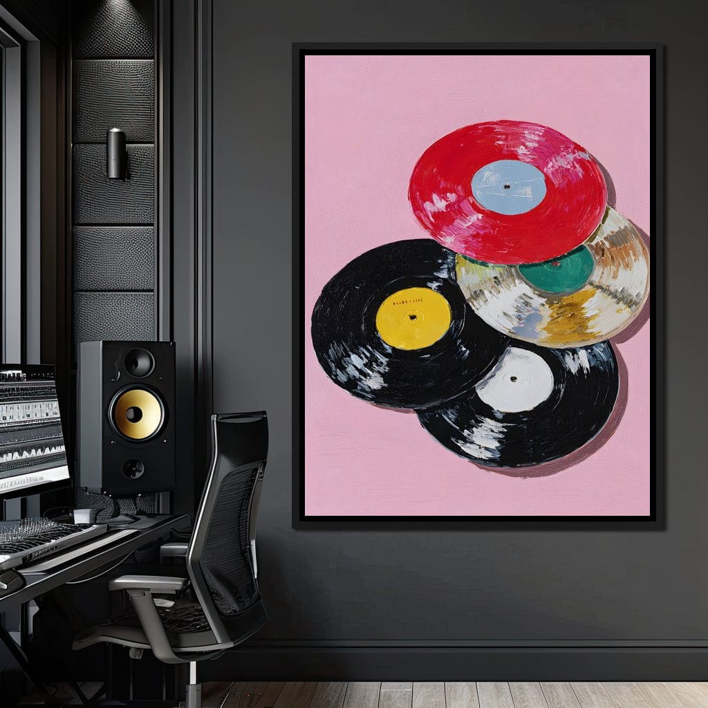 Retro Vinyl Record Pop Splash Canvas Wall Art