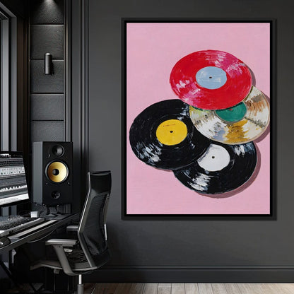 Retro Vinyl Record Pop Splash Canvas Wall Art