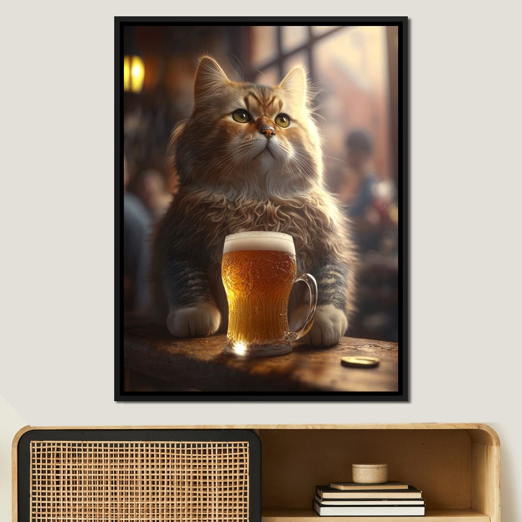 Cat Beer Canvas Wall Art