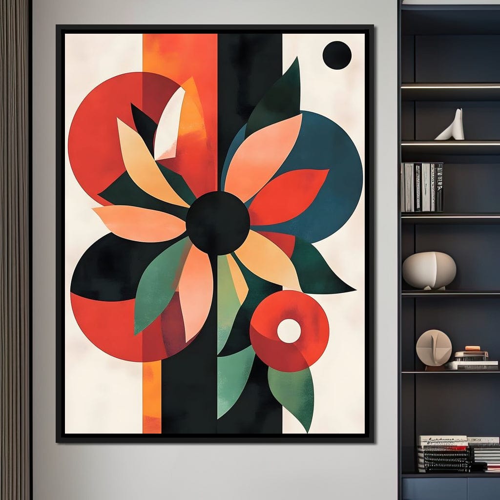 Abstract Floral Geometric Burst Canvas Wall Art